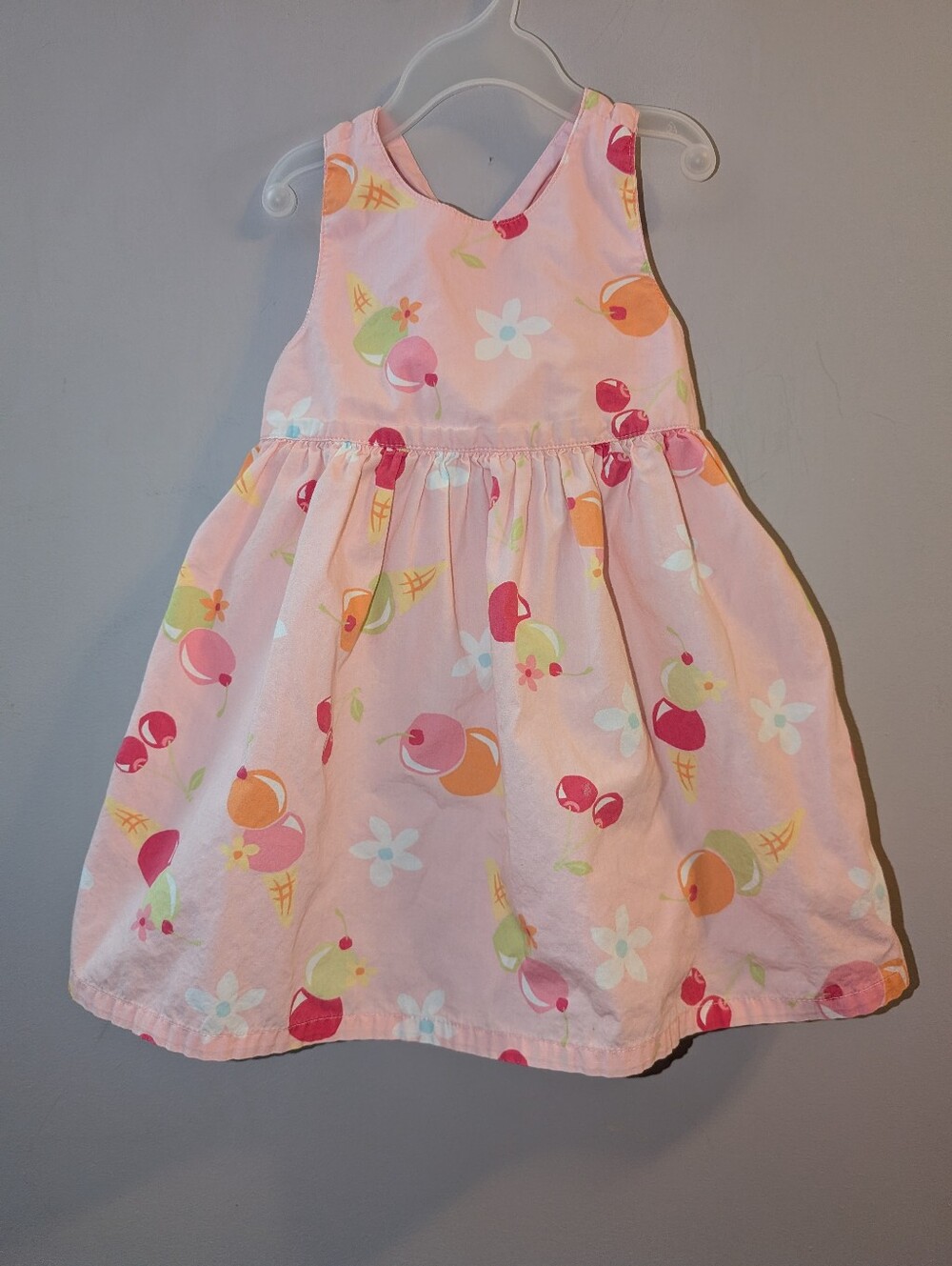 🍦VTG Gymboree Rainbow Sherbet Toddler Girls Pink Ice Cream Print Summer Dress